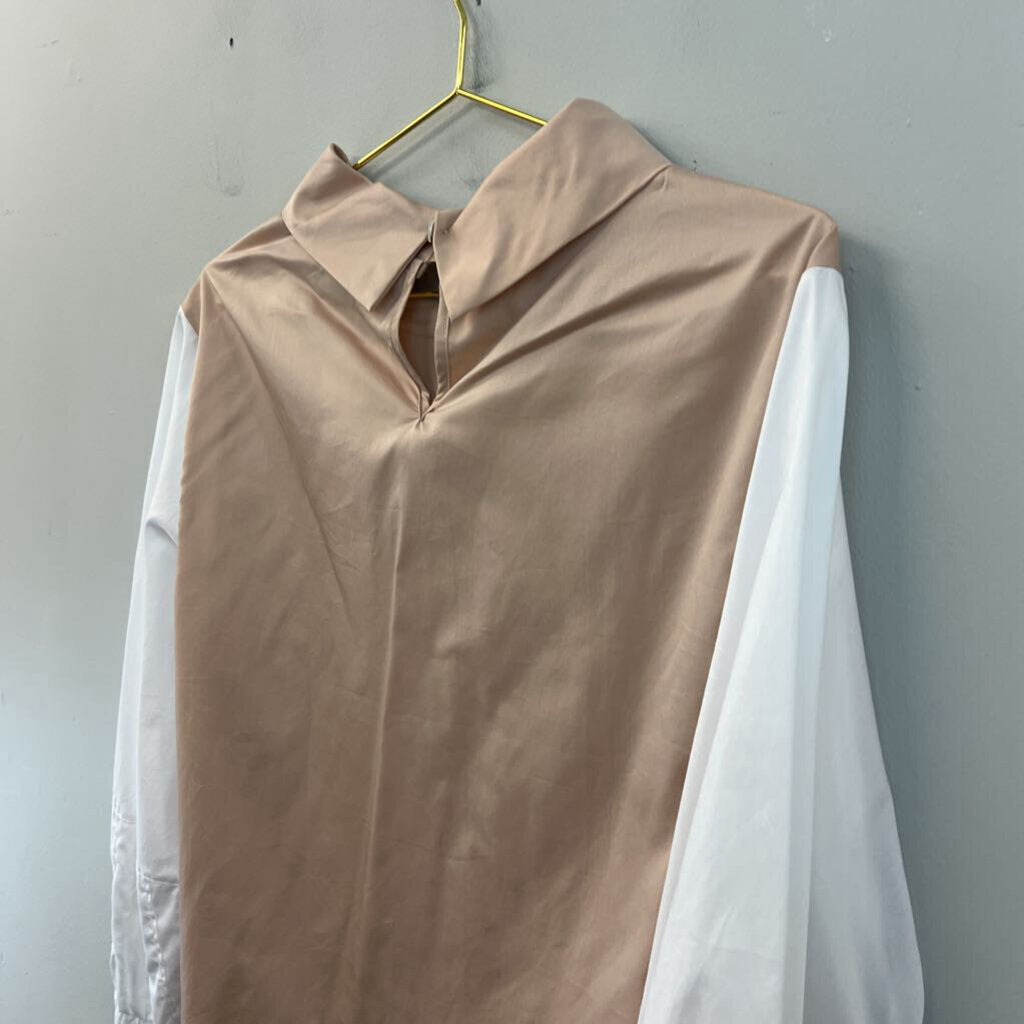 Harshman Brown/ White Perry Tunic Long Sleeve Top Medium