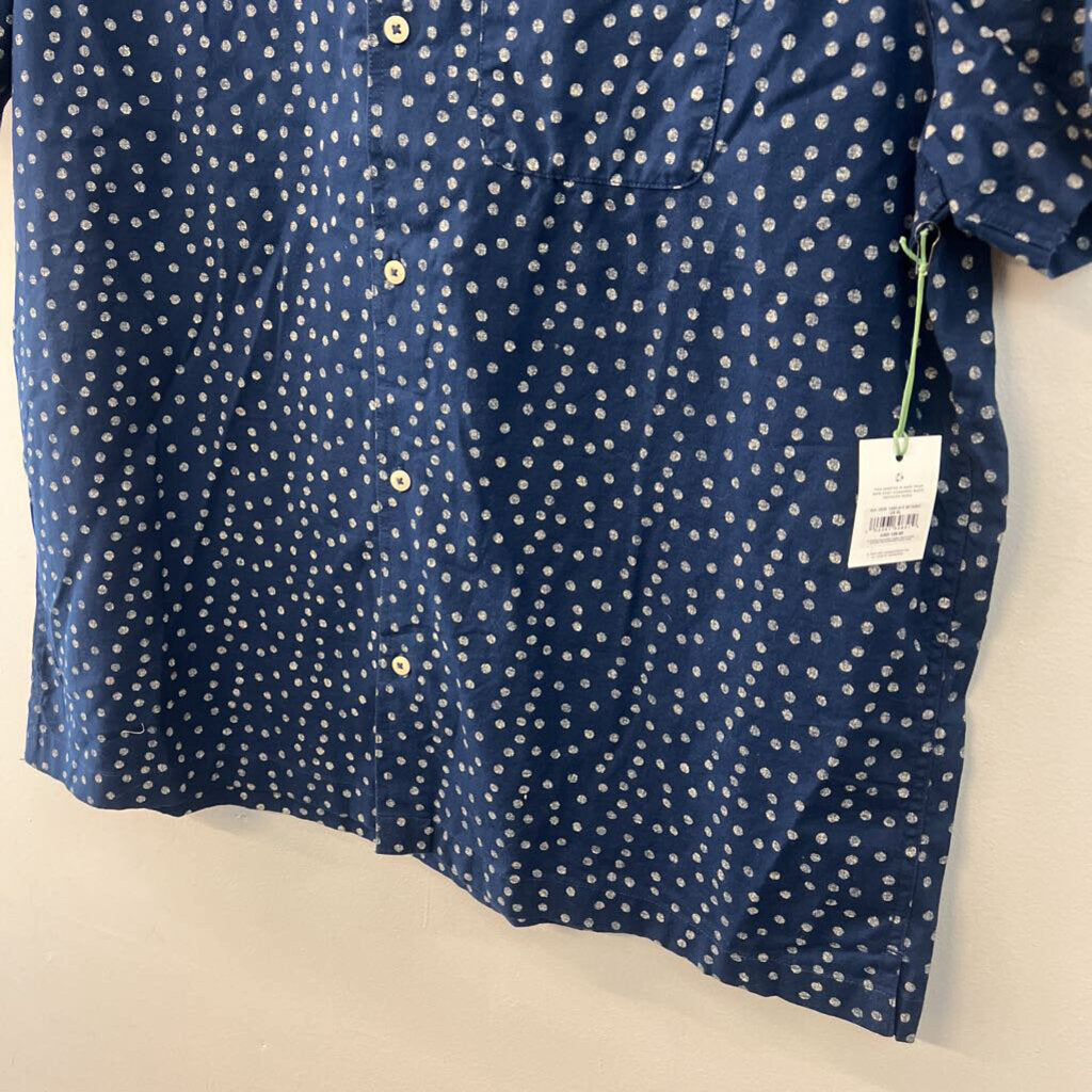 AE77 Navy Dotted Shortsleeve Buttondown XL