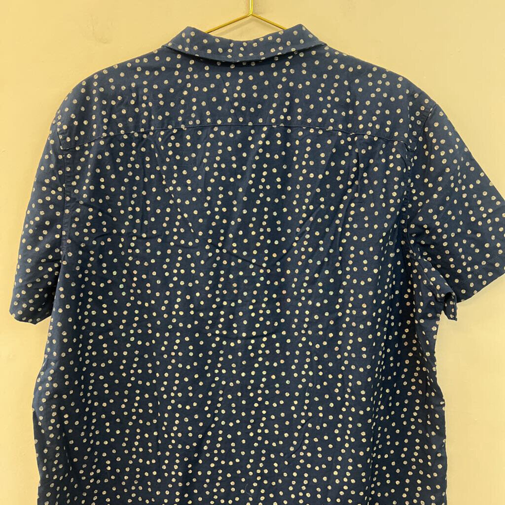 AE77 Navy Dotted Shortsleeve Buttondown XL
