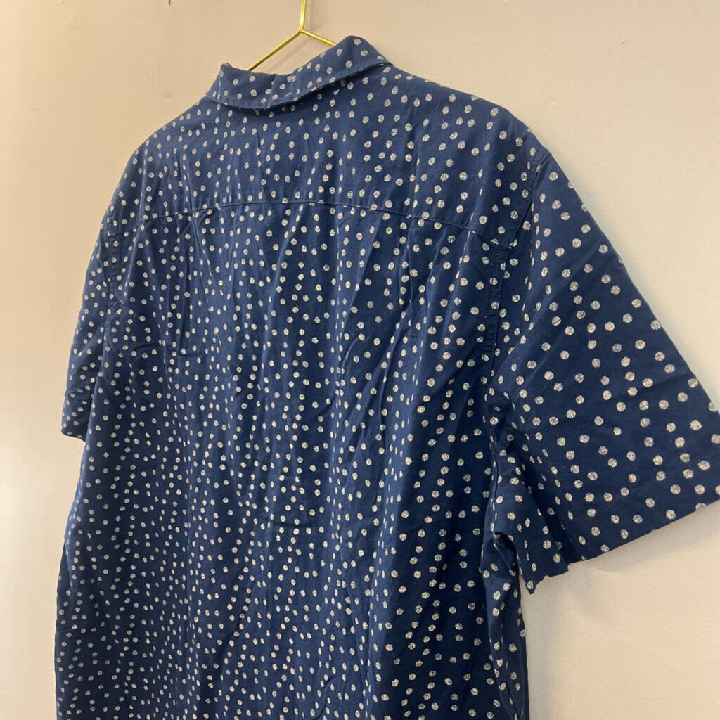 AE77 Navy Dotted Shortsleeve Buttondown XL