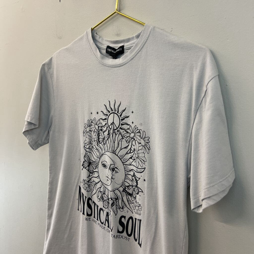Streetwear Society Grey Mystical Soul Short Sleeve Graphic Tee Small