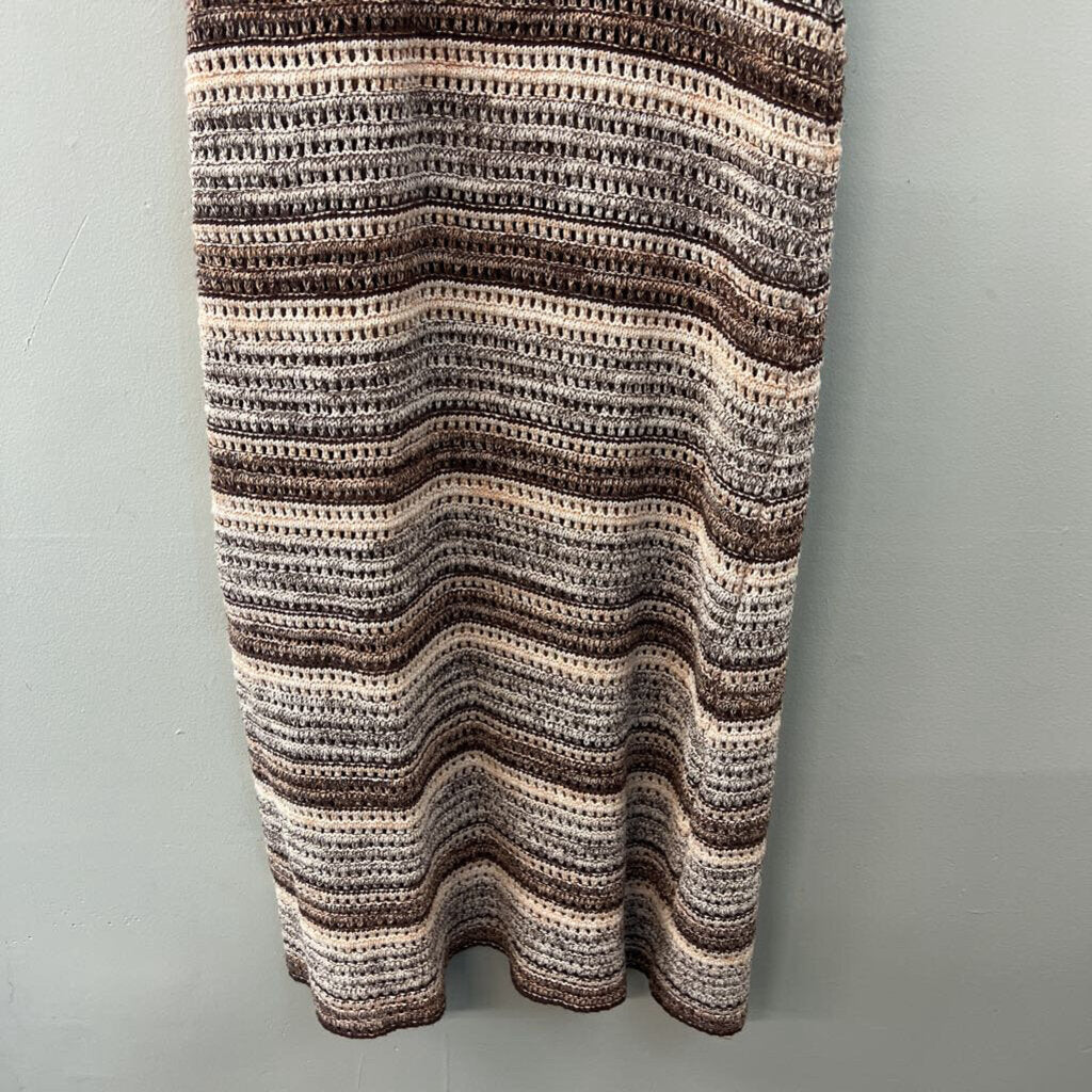 By The River Brown/ Cream Striped Knit Maxi Dress Large