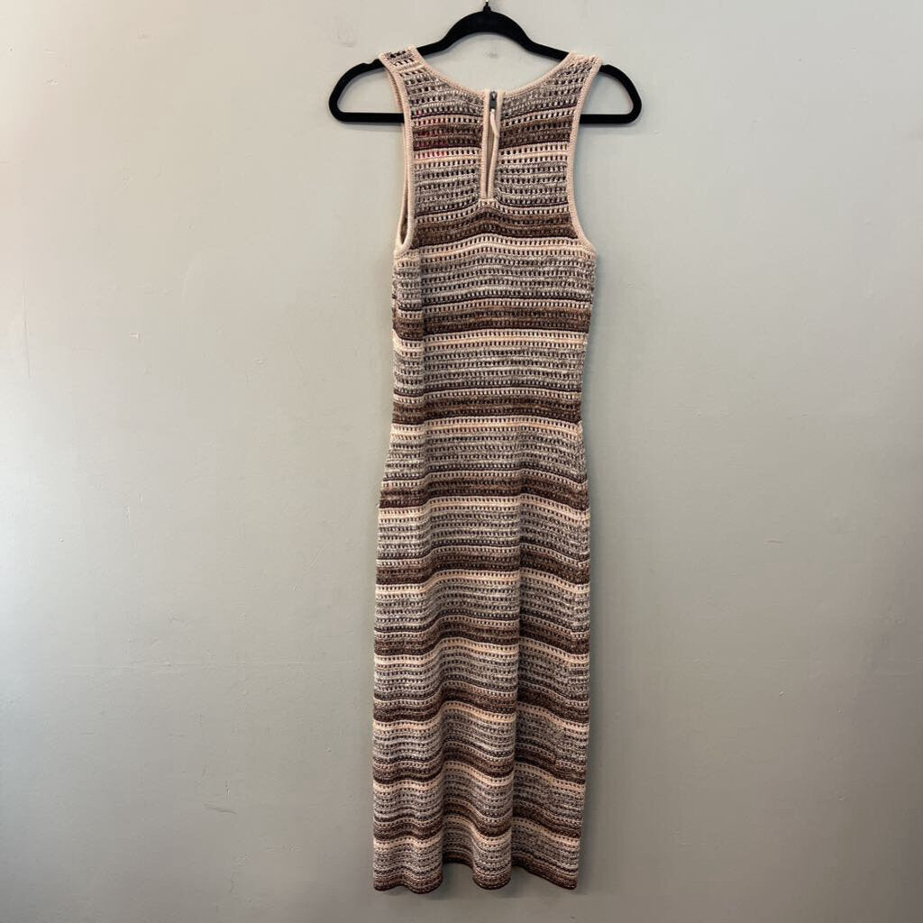 By The River Brown/ Cream Striped Knit Maxi Dress Large