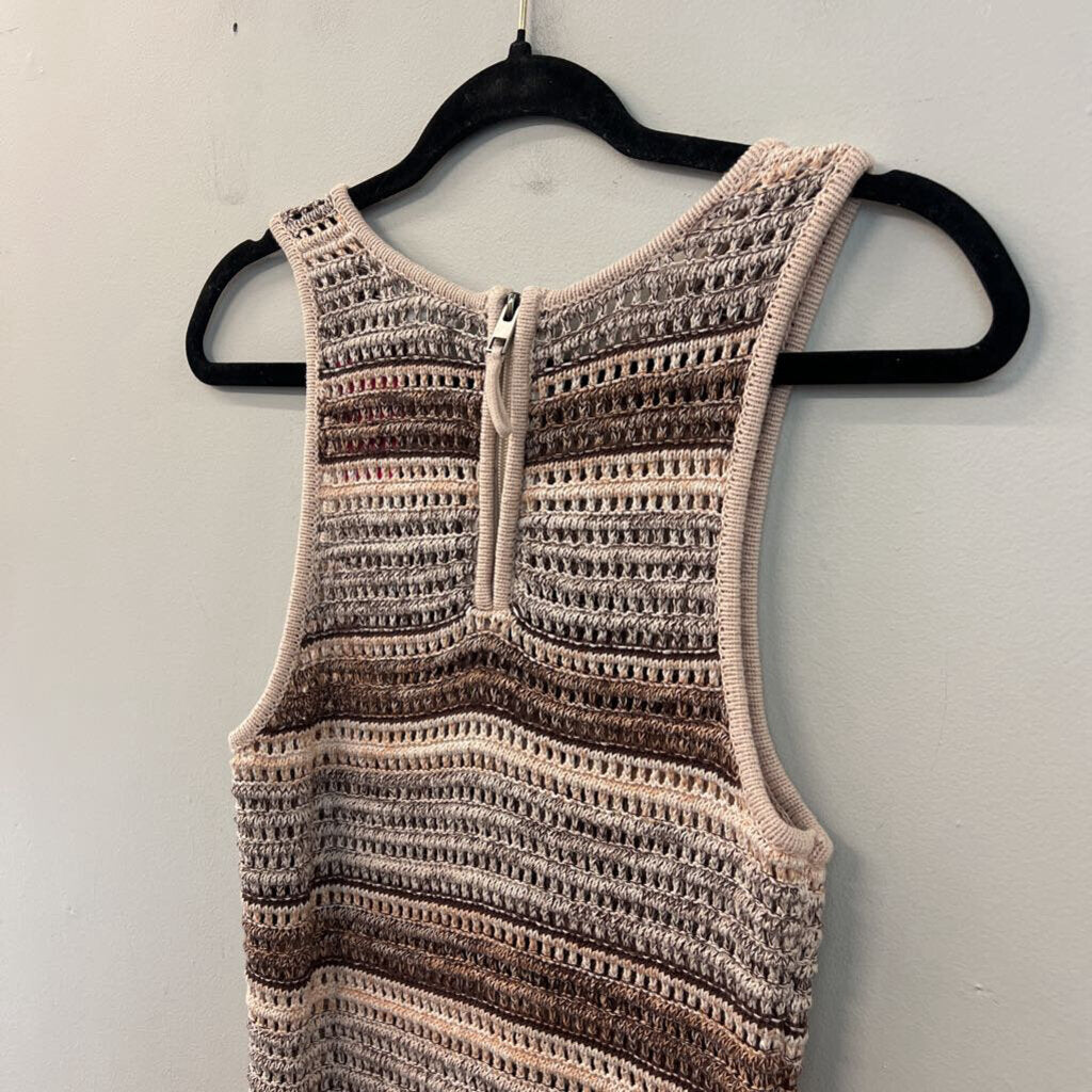 By The River Brown/ Cream Striped Knit Maxi Dress Large