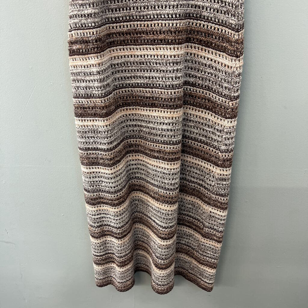 By The River Brown/ Cream Striped Knit Maxi Dress Large