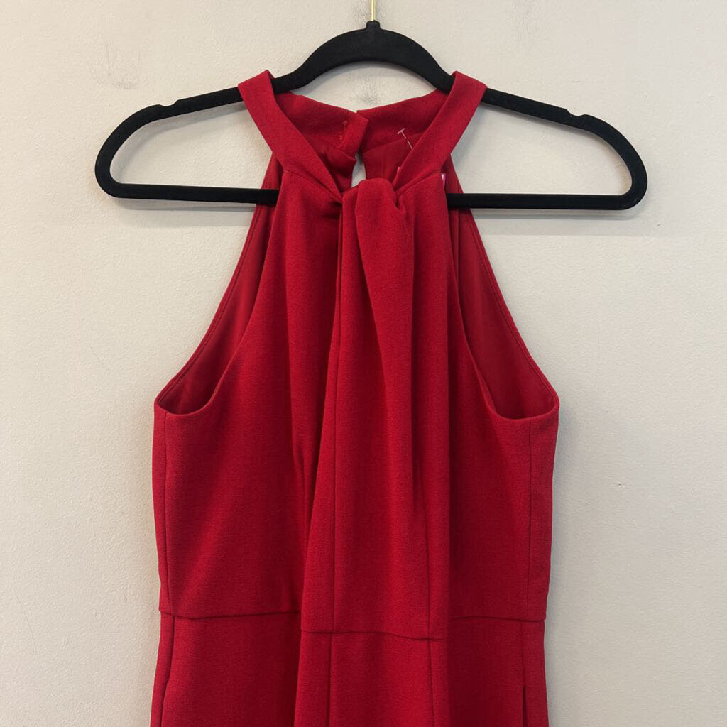 Red High Neck Jumpsuit Medium