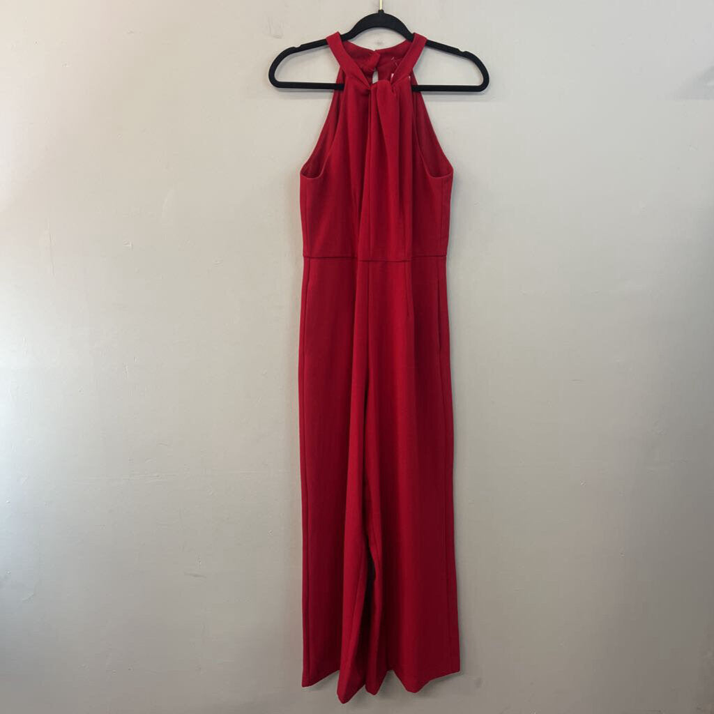 Red High Neck Jumpsuit Medium