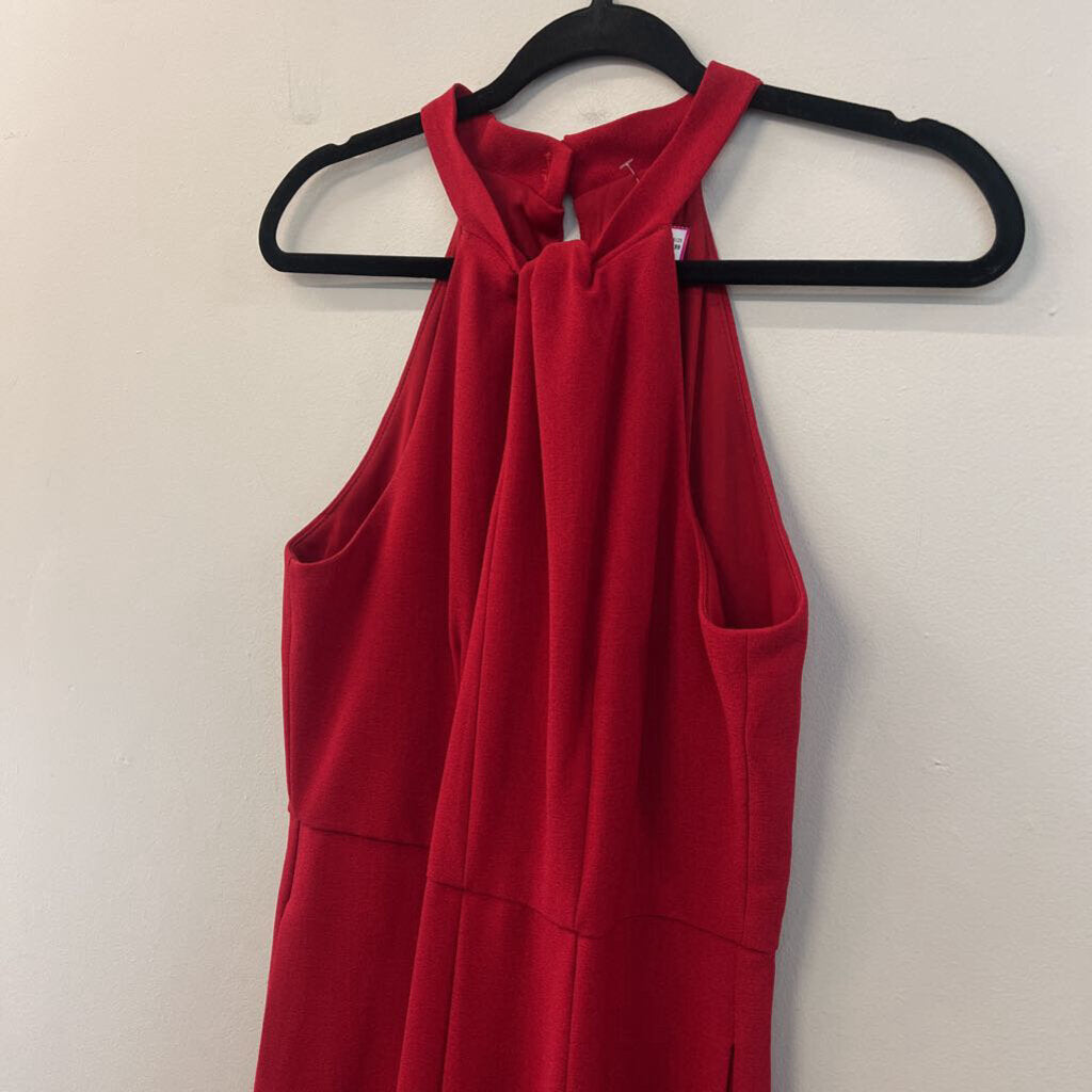 Red High Neck Jumpsuit Medium