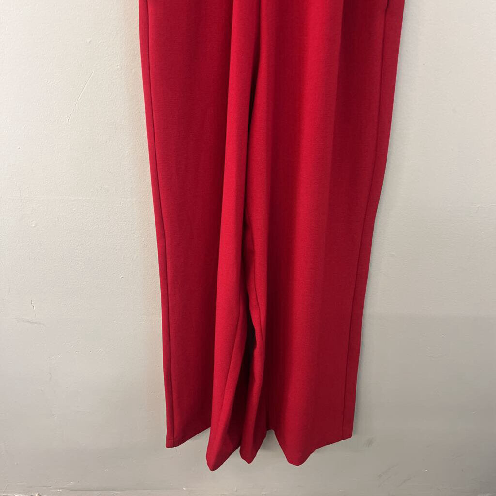 Red High Neck Jumpsuit Medium
