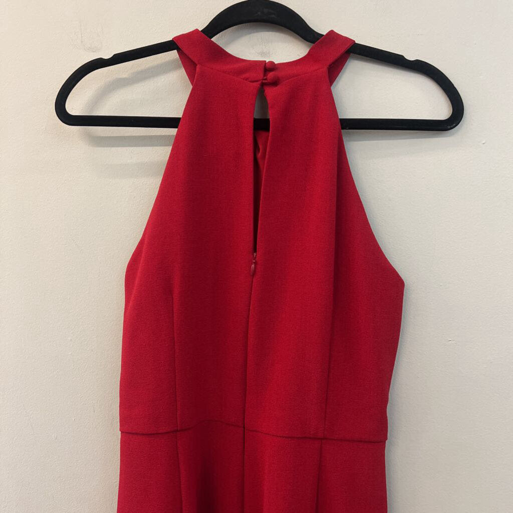 Red High Neck Jumpsuit Medium