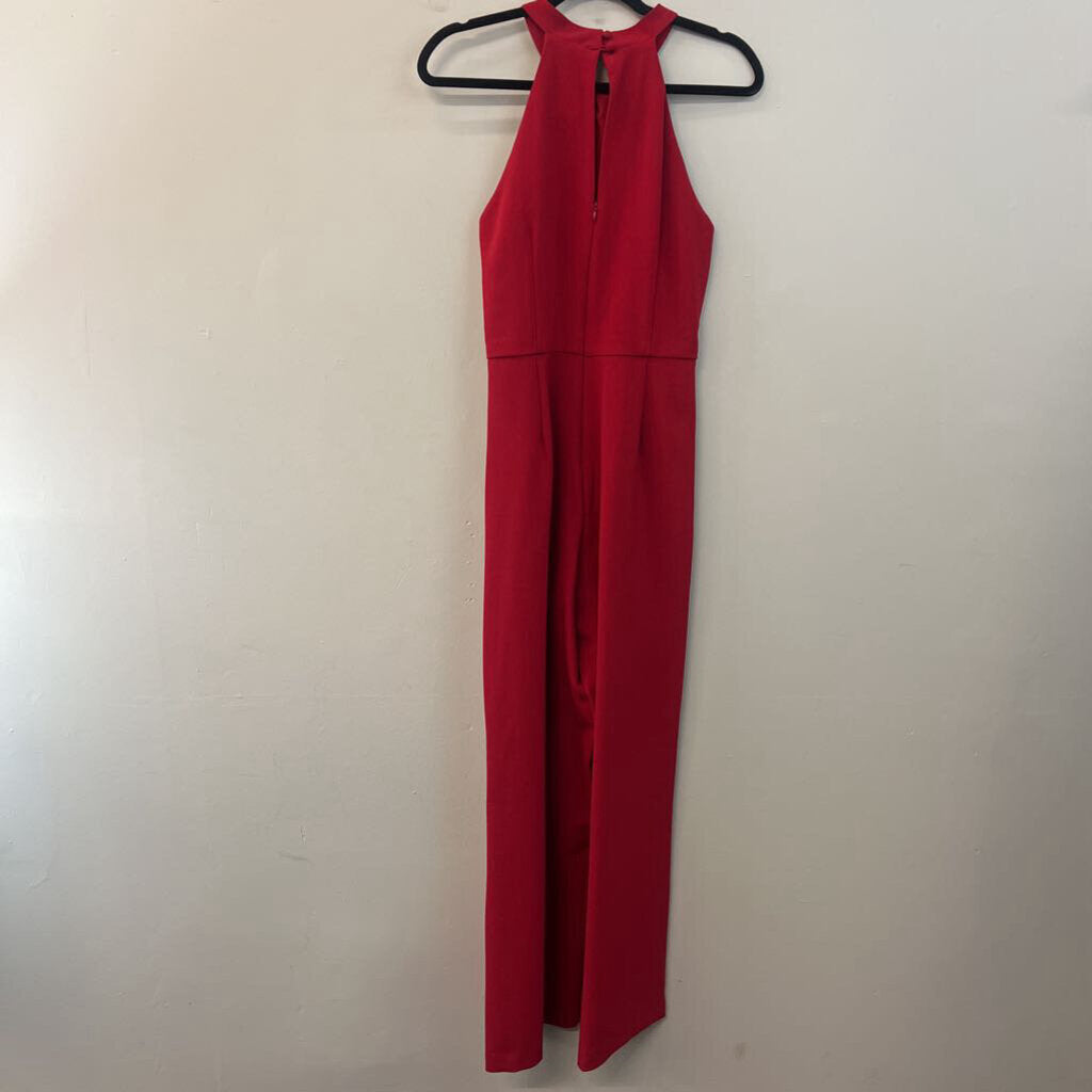 Red High Neck Jumpsuit Medium