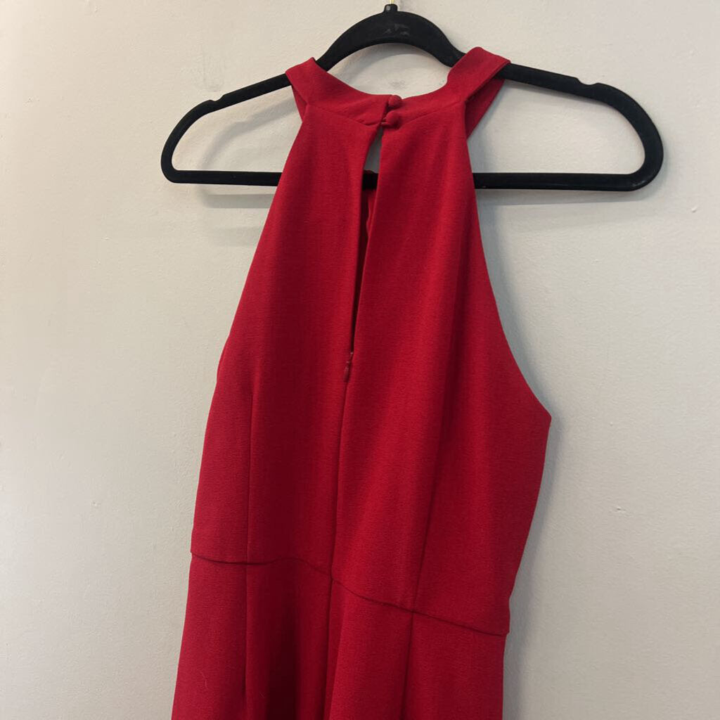 Red High Neck Jumpsuit Medium