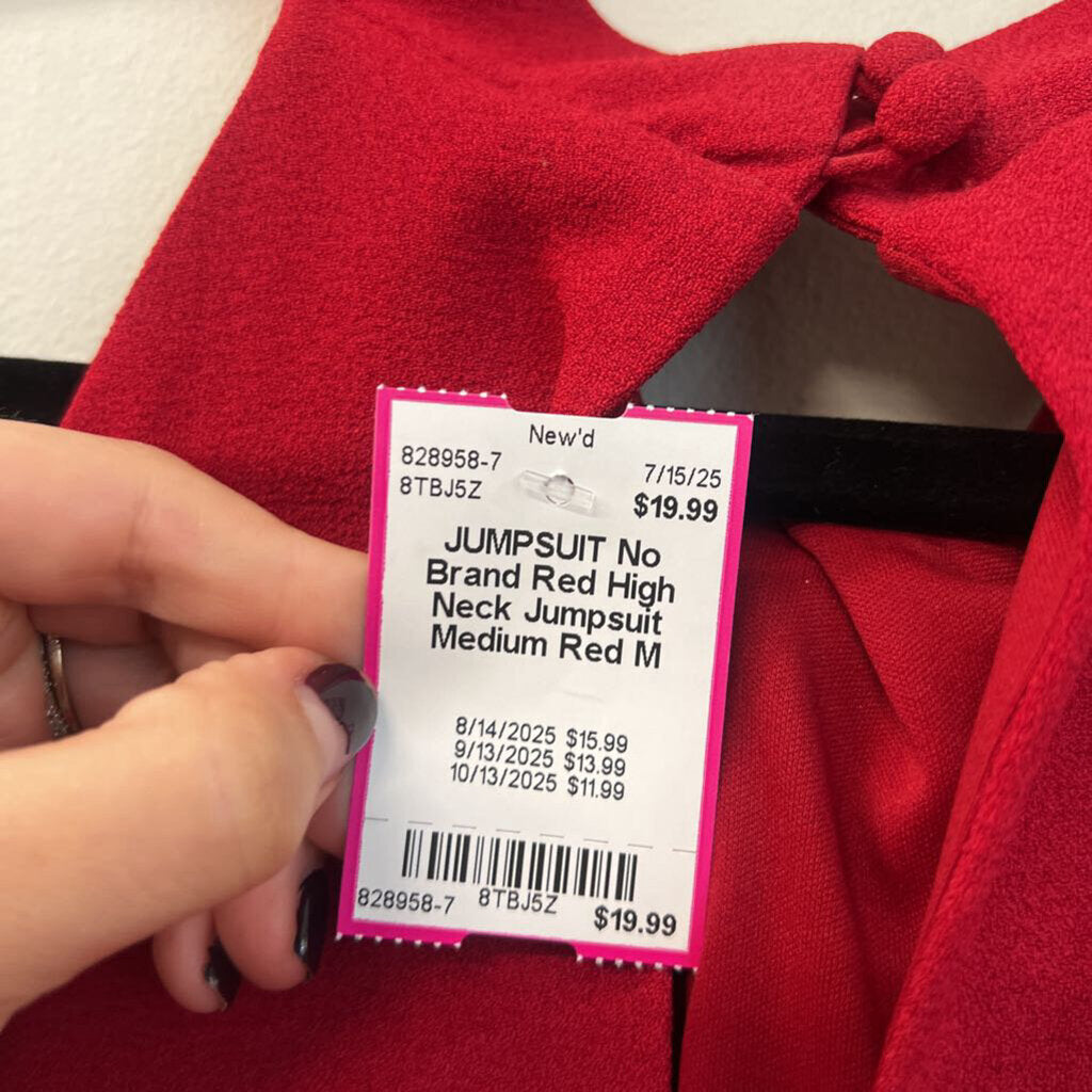 Red High Neck Jumpsuit Medium
