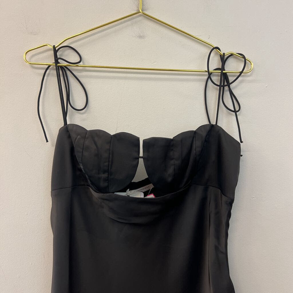 Commense Black Silky Shell Top Maxi Dress Extra Large