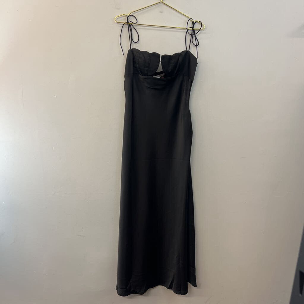 Commense Black Silky Shell Top Maxi Dress Extra Large