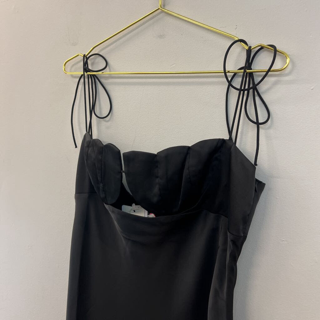 Commense Black Silky Shell Top Maxi Dress Extra Large