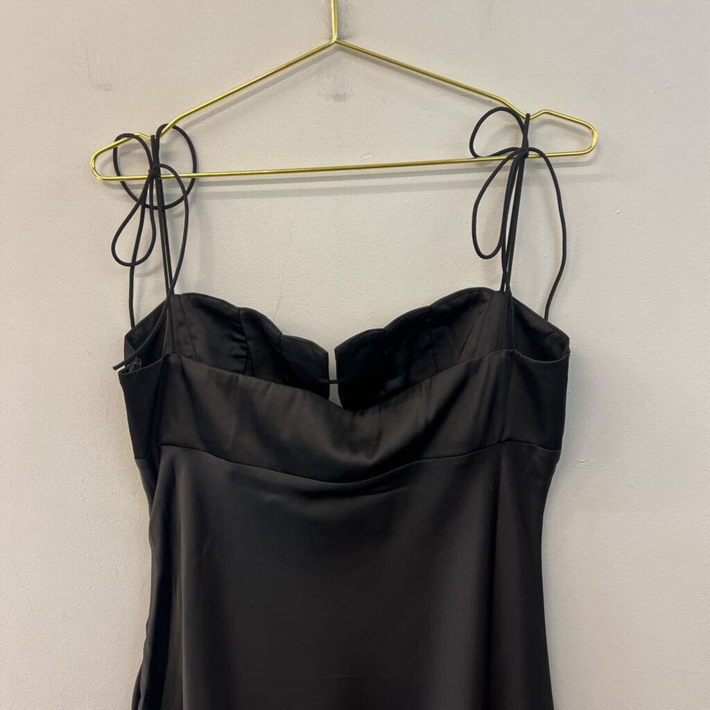 Commense Black Silky Shell Top Maxi Dress Extra Large