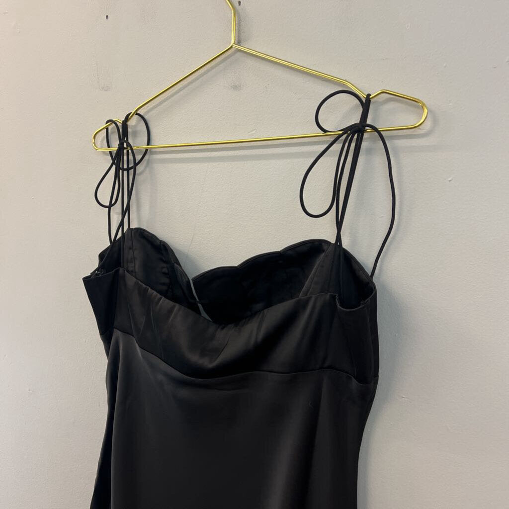 Commense Black Silky Shell Top Maxi Dress Extra Large