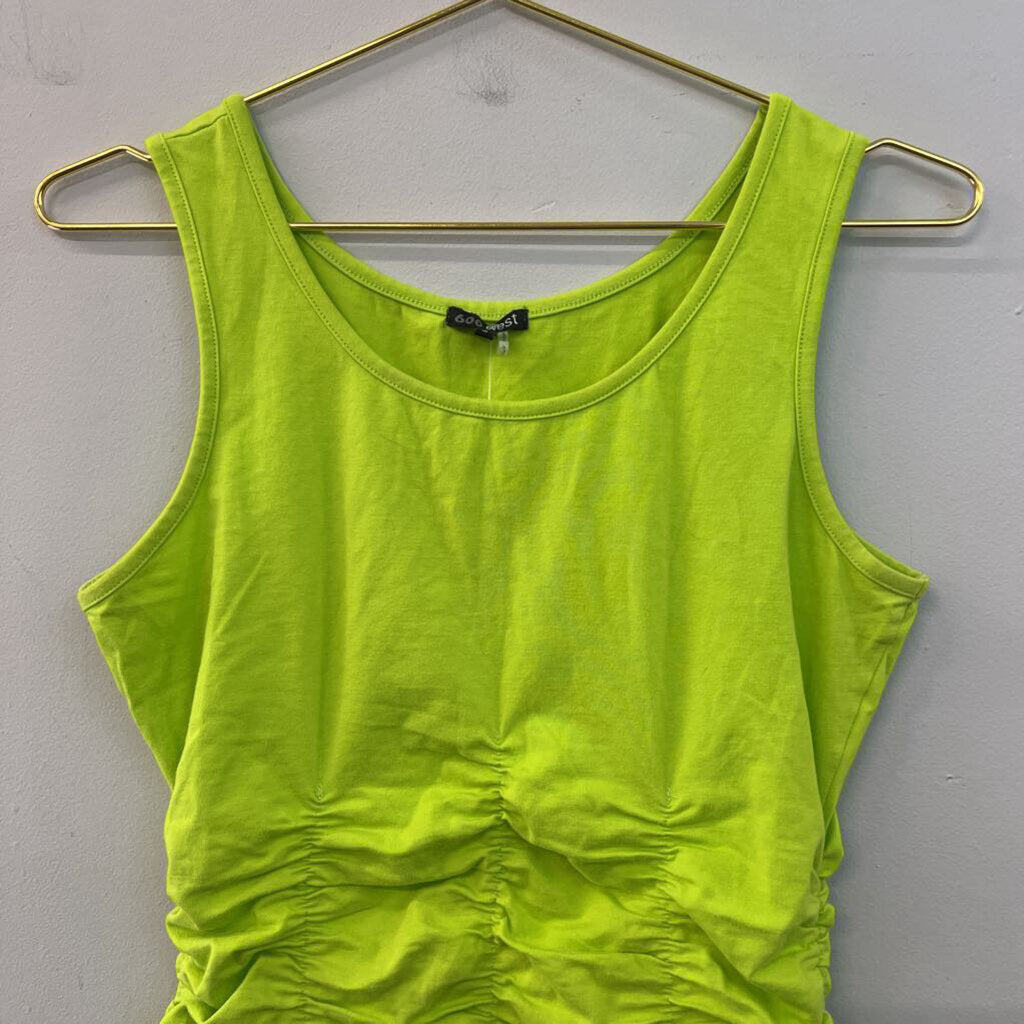 600 West Lime Green Ruched Tank Top Small