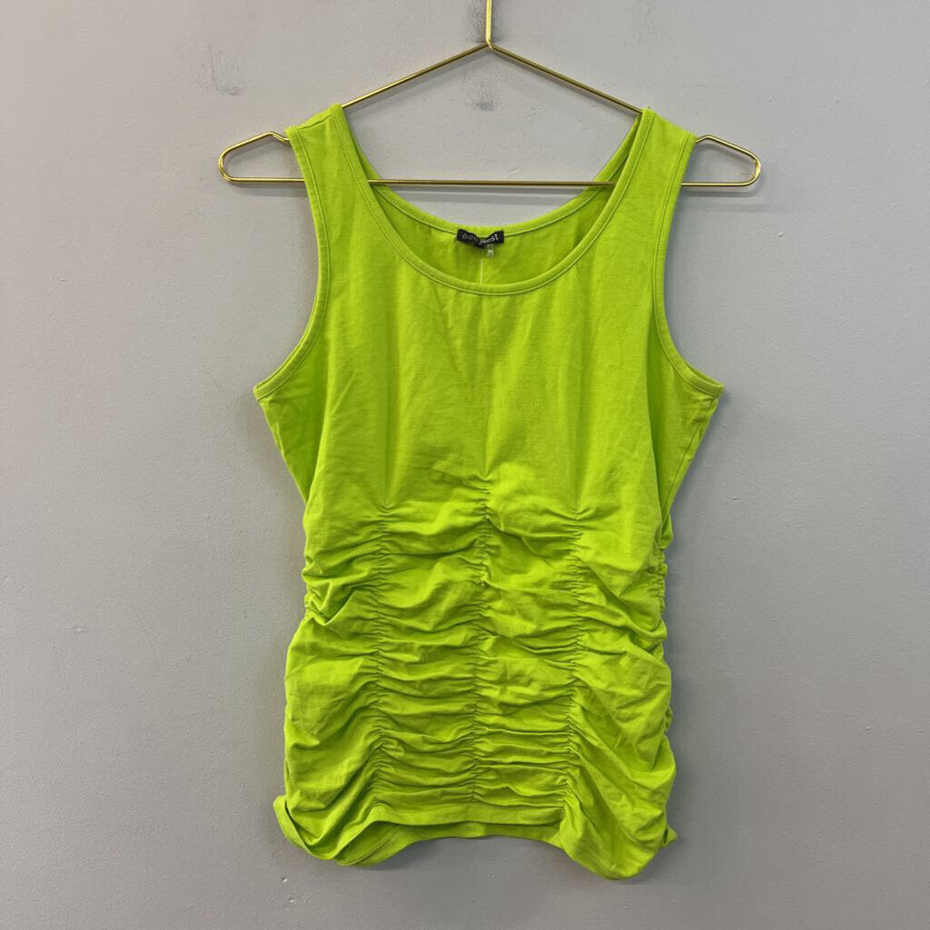 600 West Lime Green Ruched Tank Top Small
