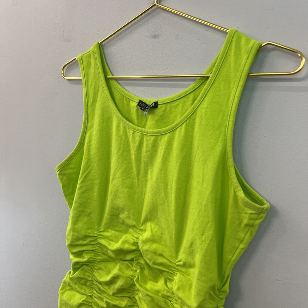 600 West Lime Green Ruched Tank Top Small