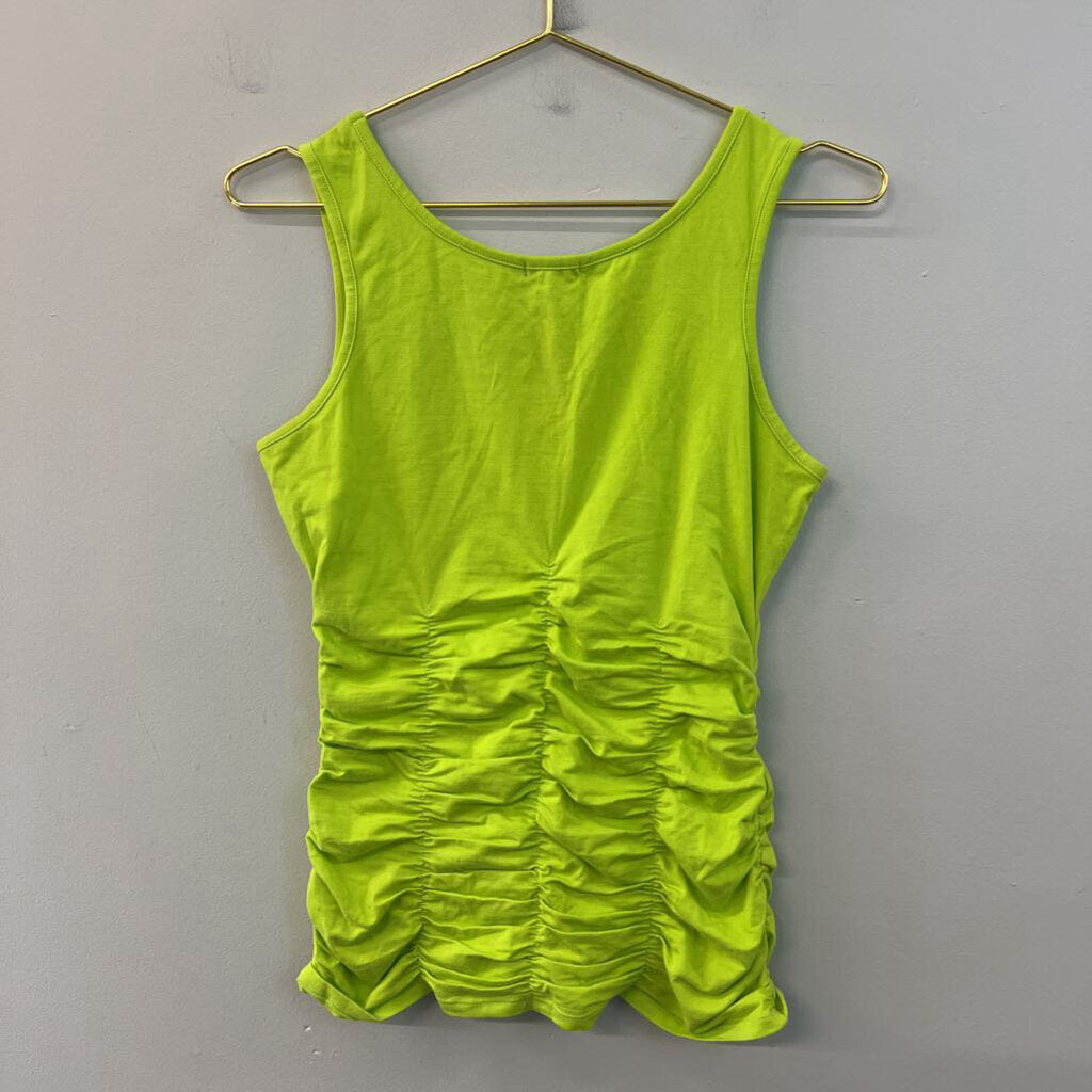 600 West Lime Green Ruched Tank Top Small