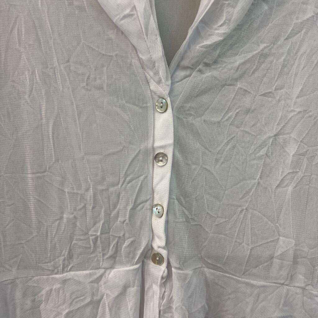Comfy USA White Sheer Long Sleeve Top Small
