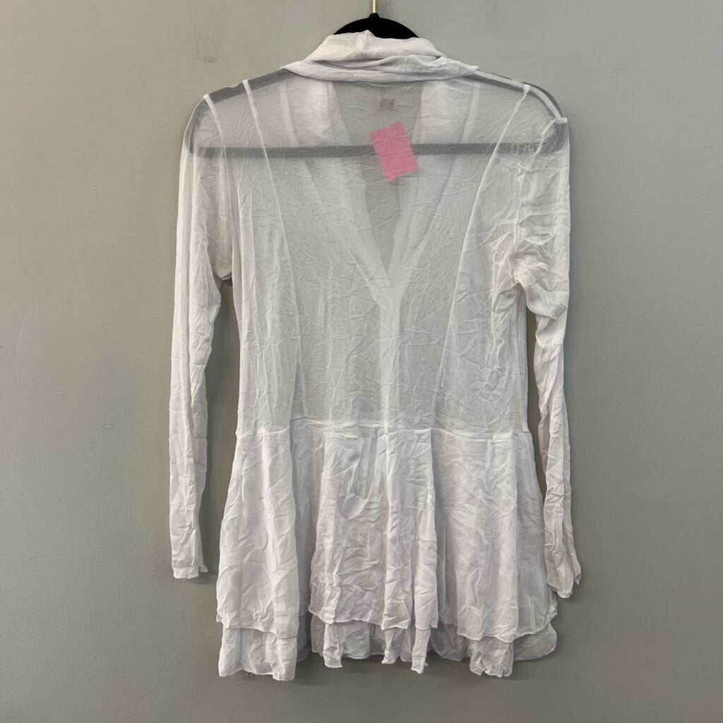 Comfy USA White Sheer Long Sleeve Top Small