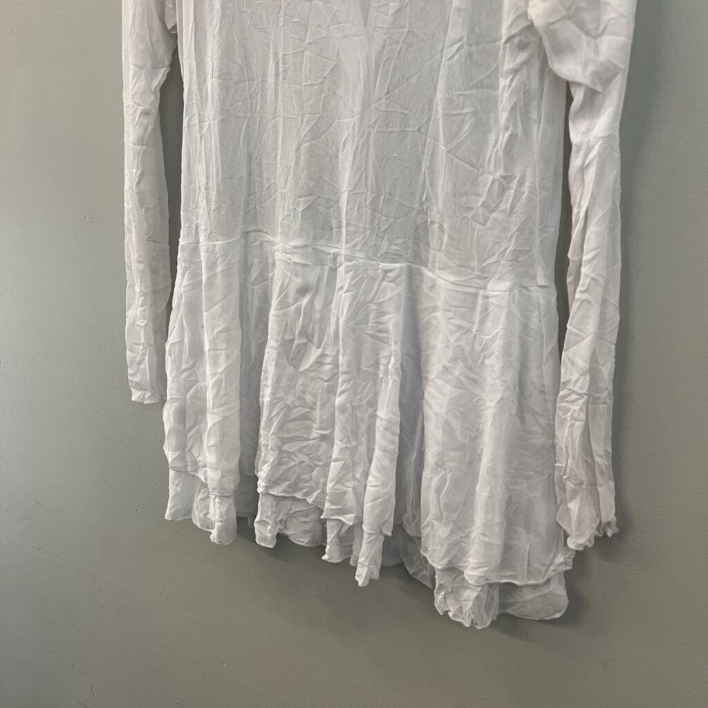 Comfy USA White Sheer Long Sleeve Top Small