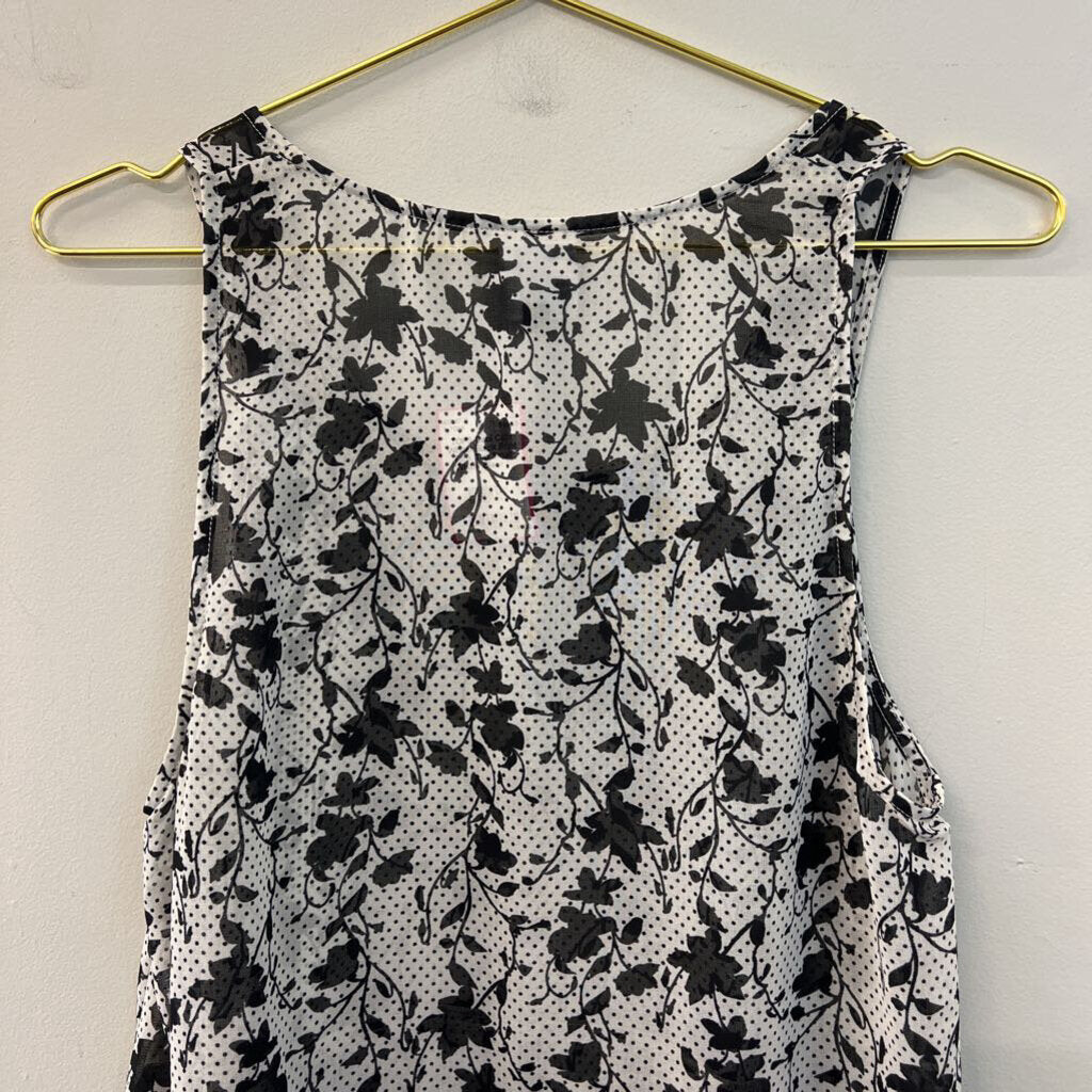 Cabi White/ Black Print Tank Top Small