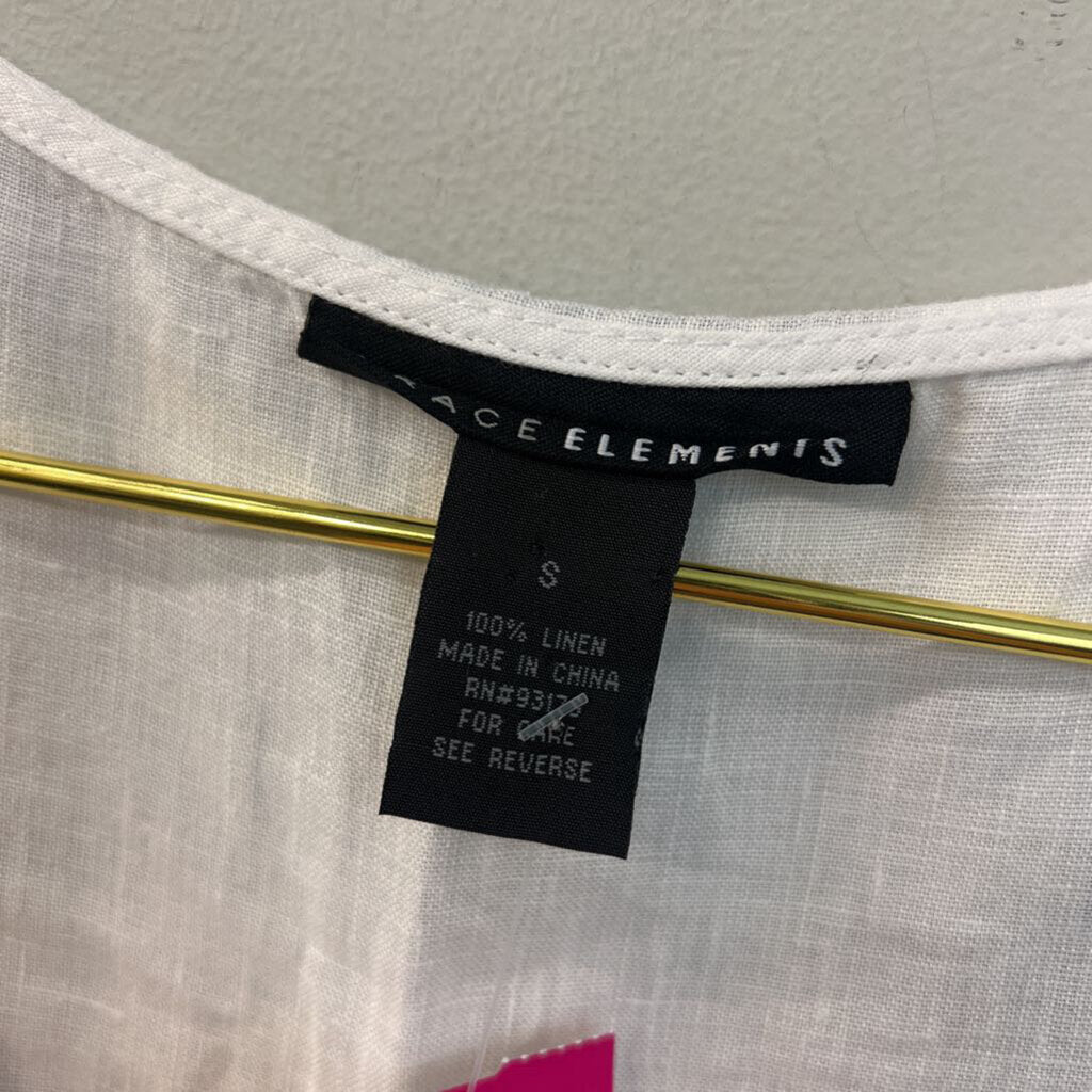 Grace Elements White 100% Linen Tank Top Small