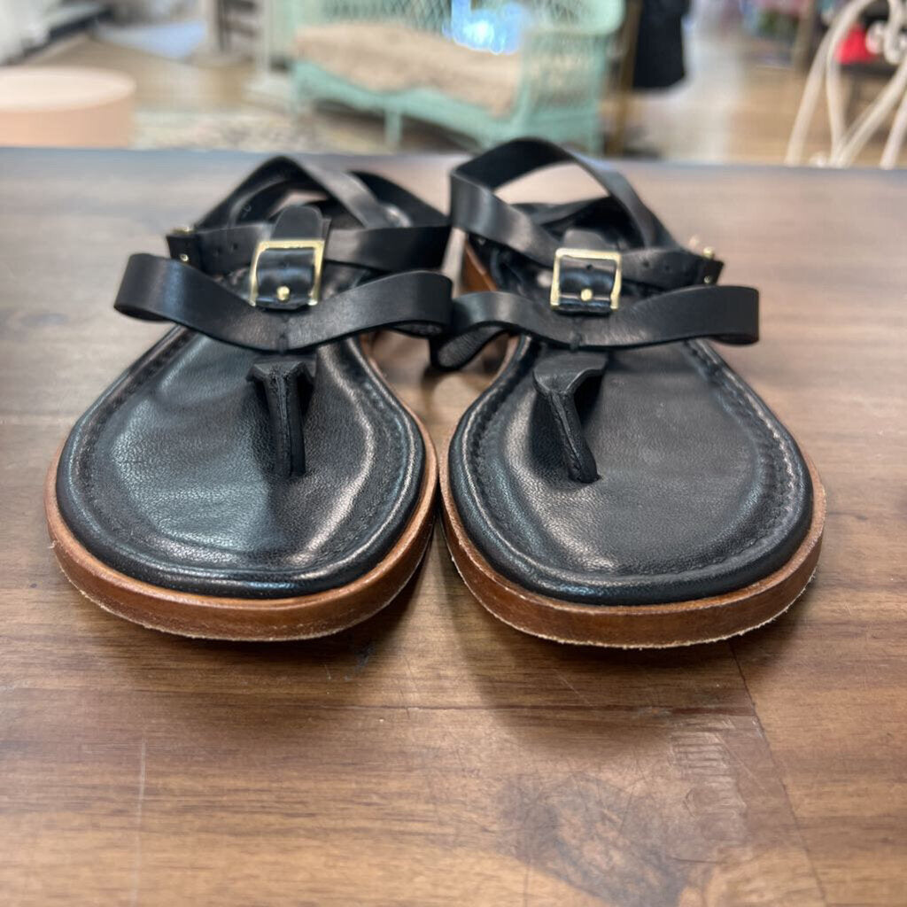 Johnston and Murphy Black Leather Strappy Sandals 6