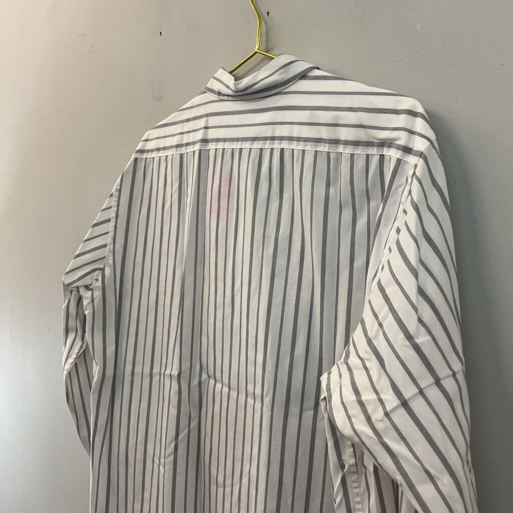 Ralph Lauren White/ Black Striped Long Sleeve Button Down Top 14