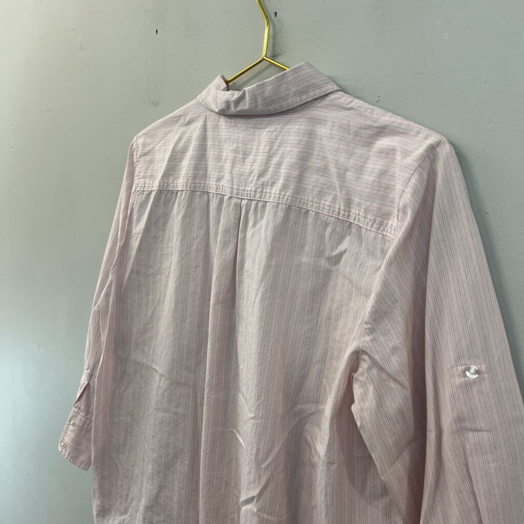 Izod Pink Striped LOng Sleeve Button Down Top Extra Large