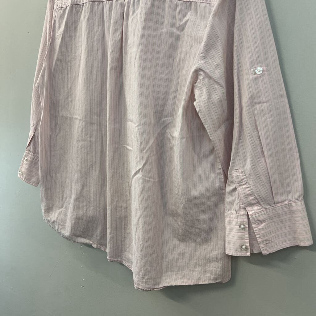 Izod Pink Striped LOng Sleeve Button Down Top Extra Large