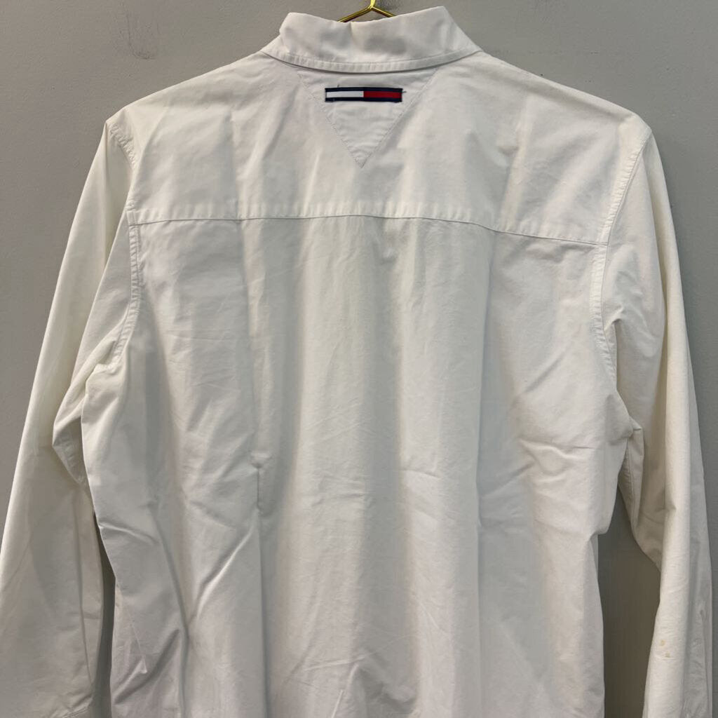 Tommy Hilfiger White/ Navy Letter H Long Sleeve Button Down Top 14