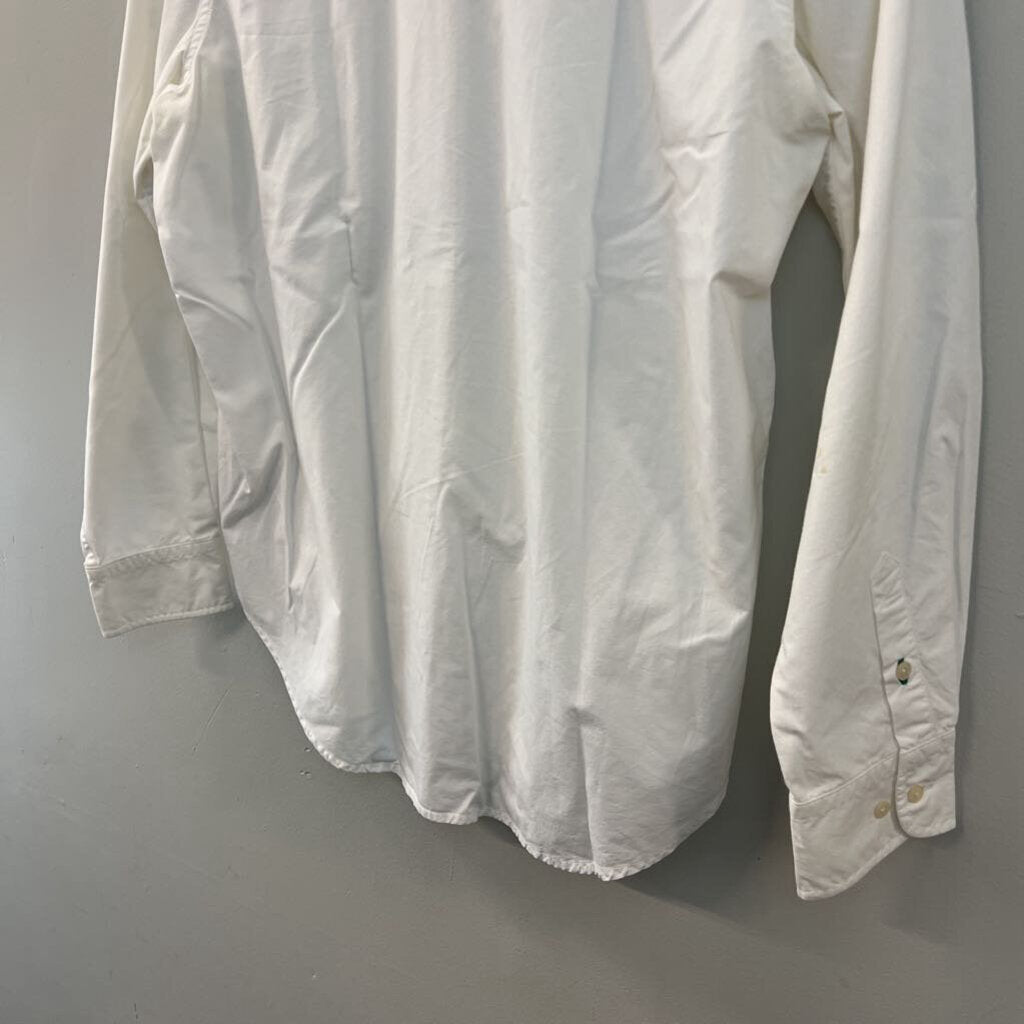 Tommy Hilfiger White/ Navy Letter H Long Sleeve Button Down Top 14