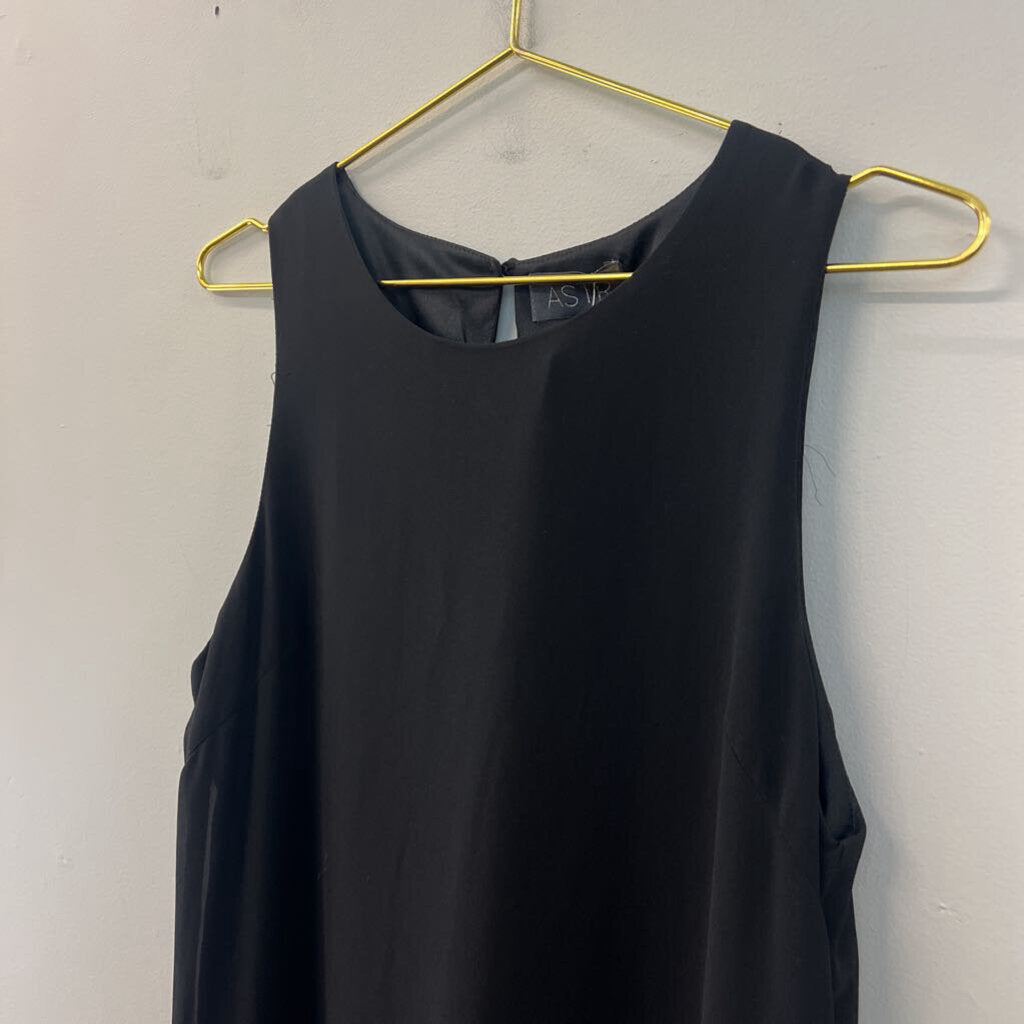 ASTR Black Beaded Hem Tank Shift Dress Medium