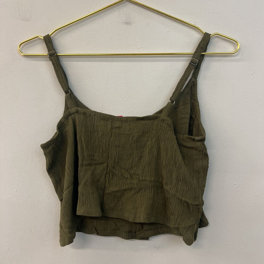 Kaya Wear Green Cropped Button Front Tank Top Small