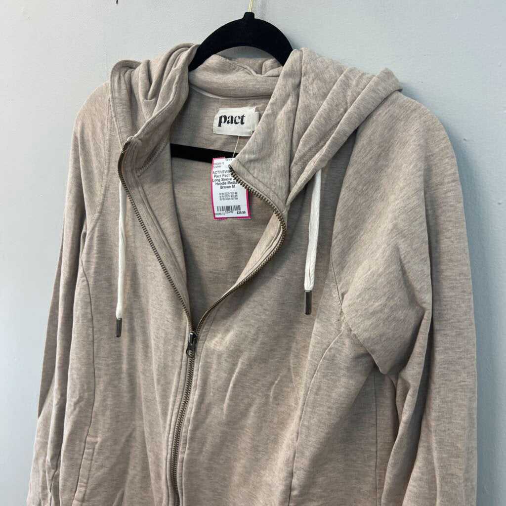 Pact Brown Long Sleeve Zip Up Hoodie Medium