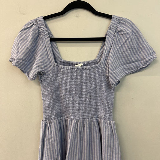 Madewell Blue Striped Smocked Top Short Sleeve Dress Extra Small