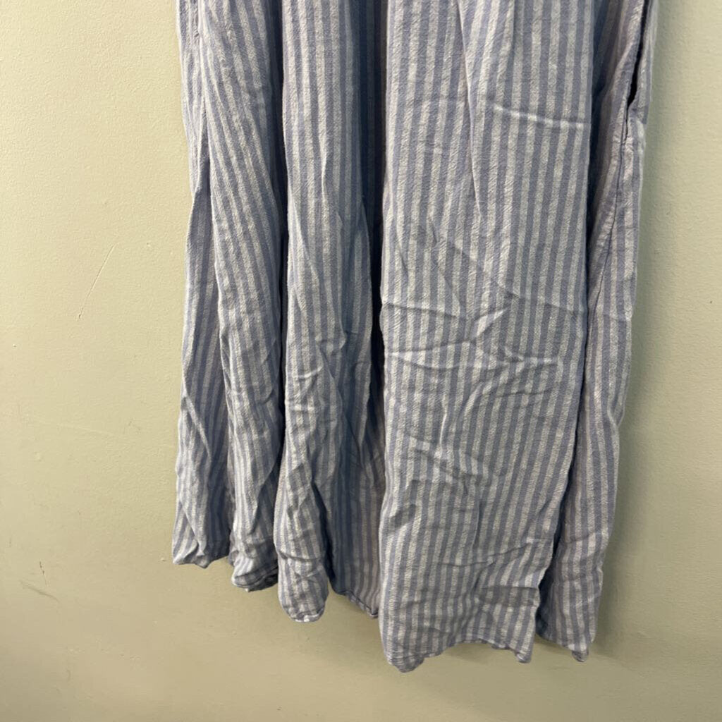 Madewell Blue Striped Smocked Top Short Sleeve Dress Extra Small