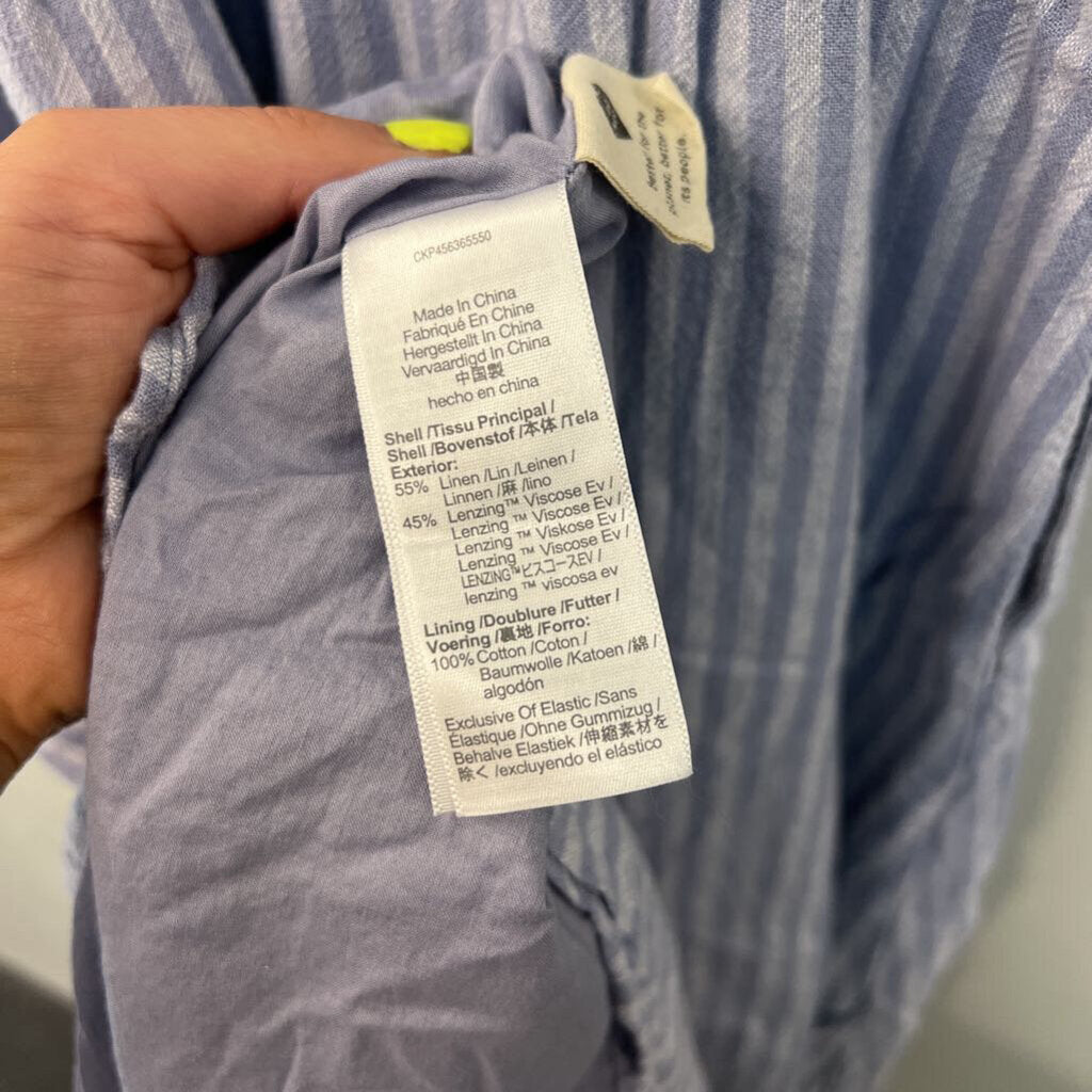Madewell Blue Striped Smocked Top Short Sleeve Dress Extra Small