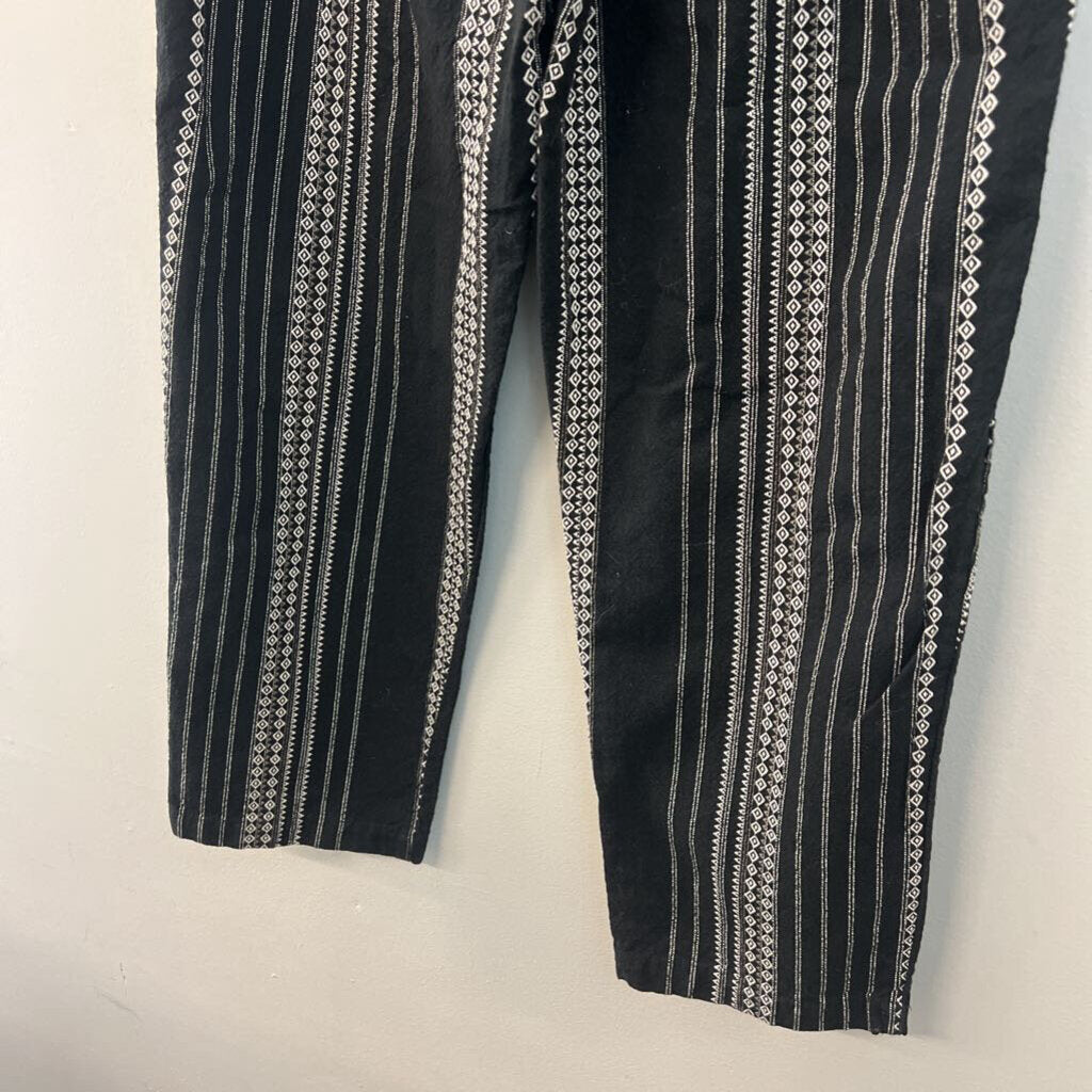 Anthropologie Black. White Embroidered Print Pull On Pants Small