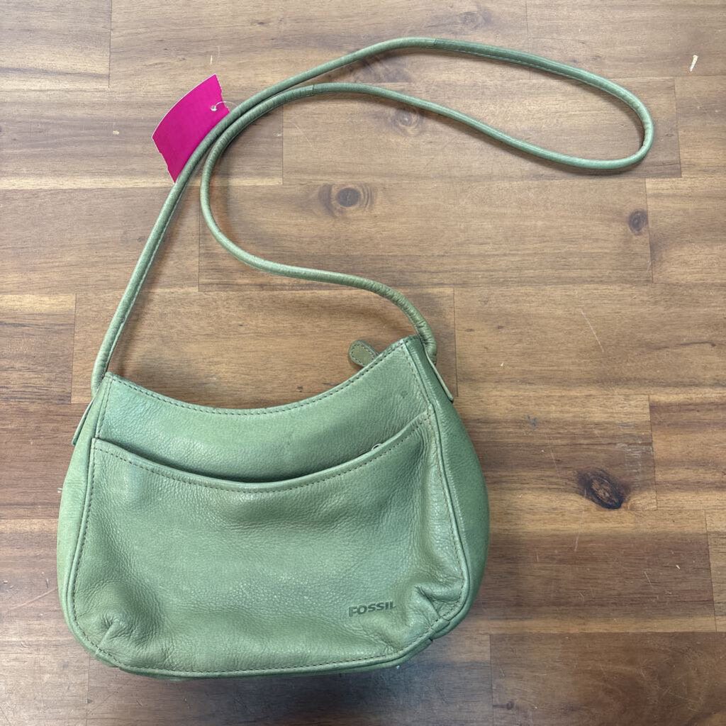 Fossil Green Leather Small Crossbody Purse