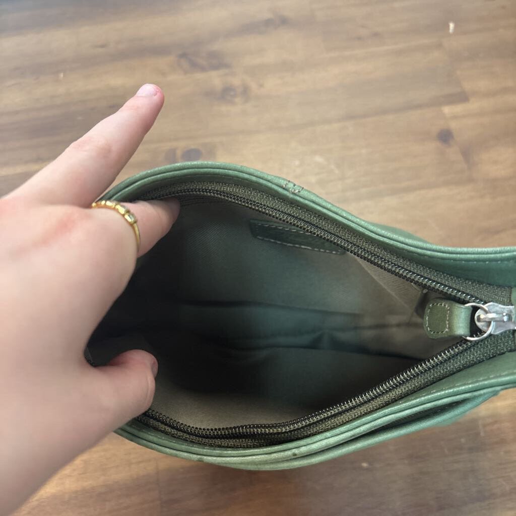 Fossil Green Leather Small Crossbody Purse