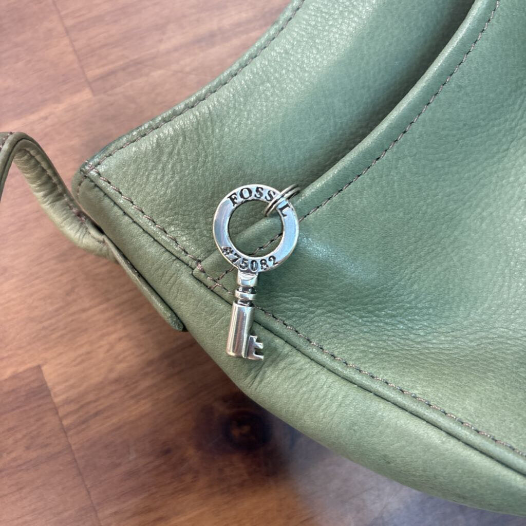 Fossil Green Leather Small Crossbody Purse
