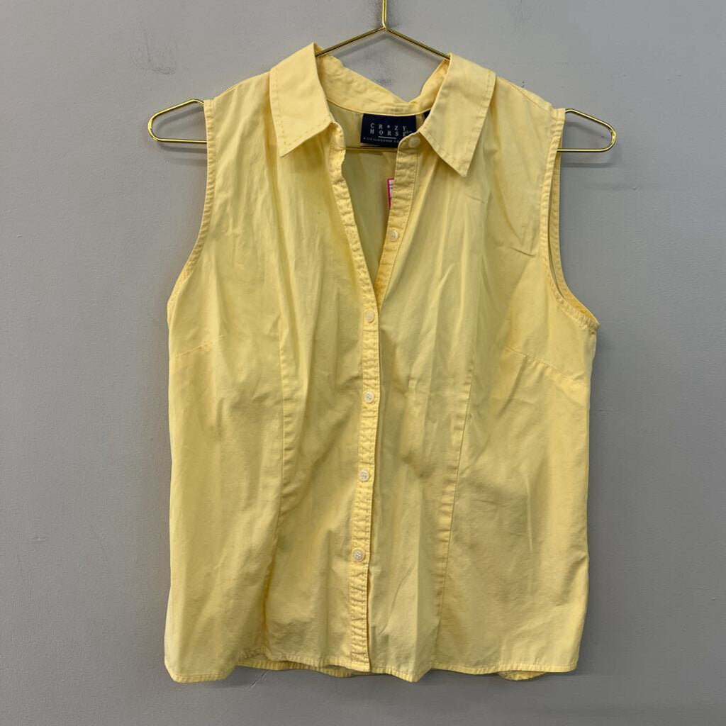 Crazy Horse Yellow Sleeveless Button Down Top 8