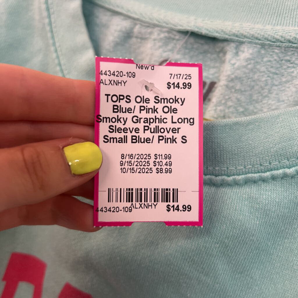 Blue/ Pink Ole Smoky Graphic Long Sleeve Pullover Small