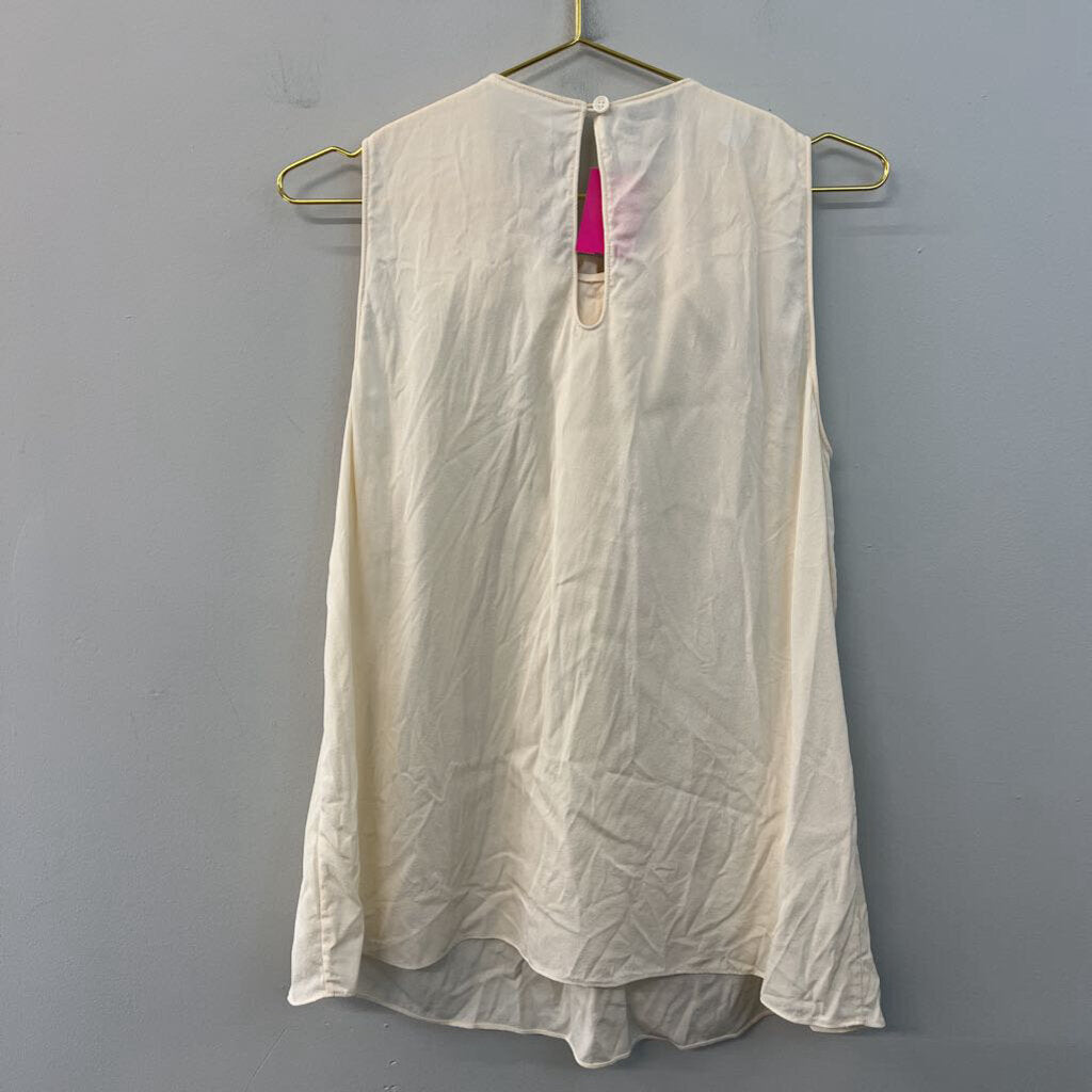 Moschino 100% Silk Cream Flower Neck Tank Top Small